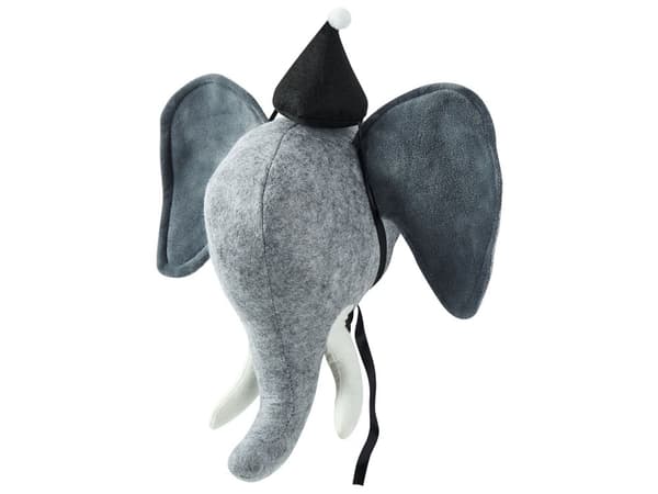Fluffigt Djurhuvud Väggdekoration Grå Bomull Elefant Barnrum Leksak Dekoration Tillbehör