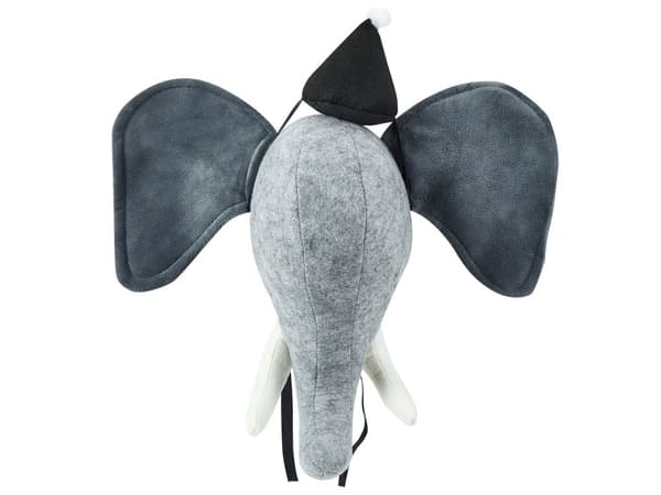 Fluffigt Djurhuvud Väggdekoration Grå Bomull Elefant Barnrum Leksak Dekoration Tillbehör