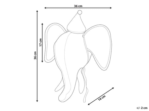 Veggdekorasjon Dyrehode Grå Bomull Elefant 36 cm Barnerom Leketøy Dekorasjon Tilbehør