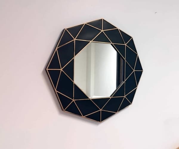 Vægdekoration / Væg spejl Alemont 58x58cm sort
