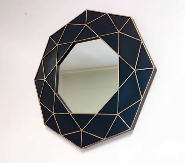 Vægdekoration / Væg spejl Alemont 58x58cm sort