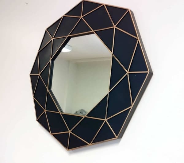 Vægdekoration / Væg spejl Alemont 58x58cm sort