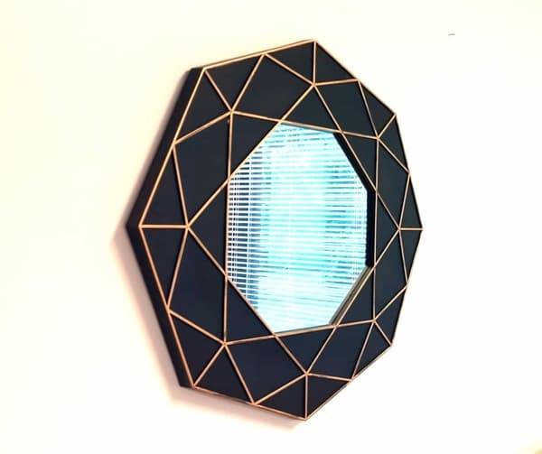 Vægdekoration / Væg spejl Alemont 58x58cm sort