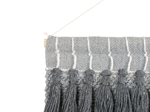Väggbonad Grå Bomull Handvävd med tofsar Väggdekor Hängande Dekoration Boho Modern Stil Vardagsrum Sovrum