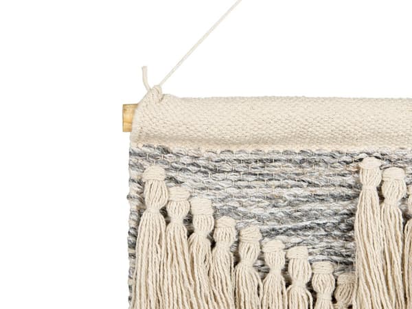 Väggbonad Beige Bomull Handvävd med tofsar Väggdekor Hängande Dekoration Boho Stil Vardagsrum Sovrum