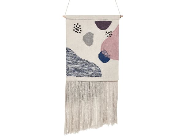 Seinävaate monivärinen 51 x 111 cm puuvilla puu hapsut käsin punottu moderni boho