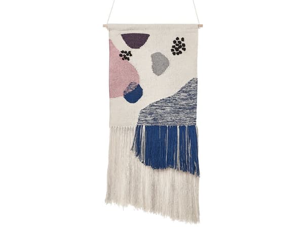 Seinävaate monivärinen 51 x 111 cm puuvilla puu hapsut käsin punottu moderni boho