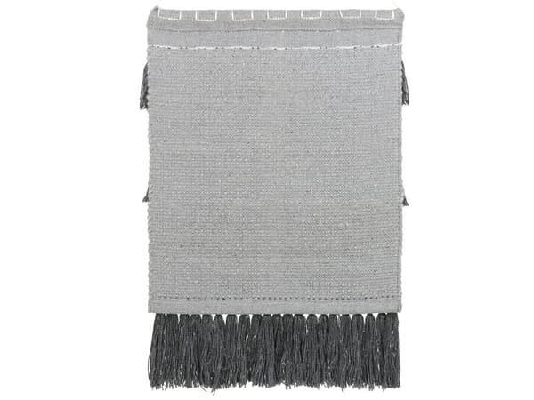 Seinäkoriste harmaa puuvilla 60 x 106 cm käsintehty tupsut ripustettava seinävaate boho moderni