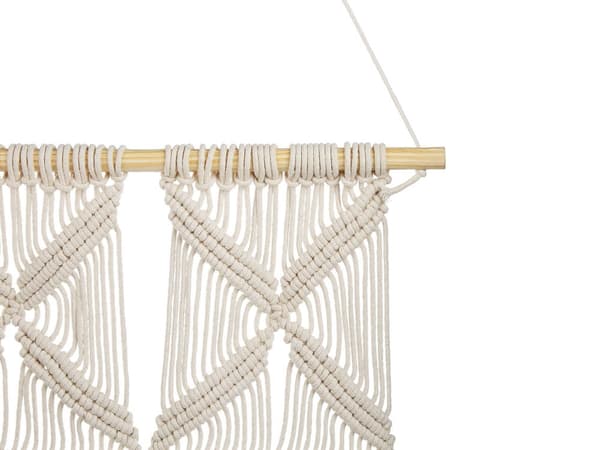 Vægdekoration Beige og Blå Bomuld Hængende Dekoration Boho Rustik Stil Stuen