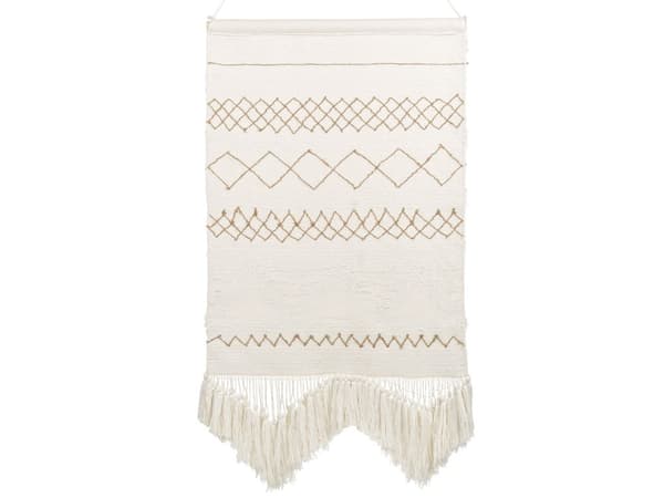 Vægophæng Lys Beige Bomuld Håndvævet med Kvaster Vægdekoration Hængende Dekoration Boho Stil Stue Soveværelse
