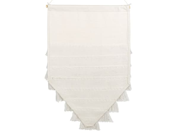 Vægophæng Off-White Håndvævet Bomuld med Kvaster Vægdekoration Hængende Dekoration Boho-stil Stue Soveværelse