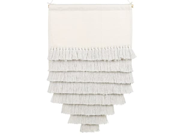 Vægophæng Off-White Håndvævet Bomuld med Kvaster Vægdekoration Hængende Dekoration Boho-stil Stue Soveværelse