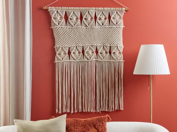 Vægophæng Makramé Lys Beige Boho Chic Stil Vægdekoration Stue Soveværelse