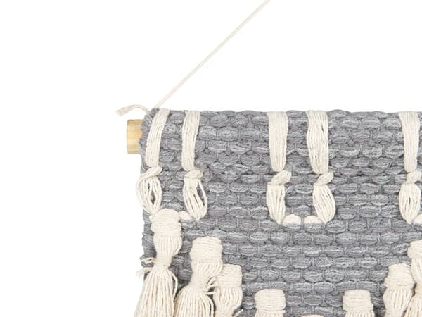 Vægophæng Grå og Beige Bomuld Håndvævet med Kvaster Vægdekoration Hængende Dekoration Boho-stil Stue Soveværelse
