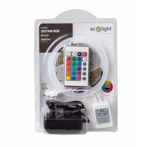 LED-remsa SET 7,2W/m RGB 12V IP20 5m + nätadapter