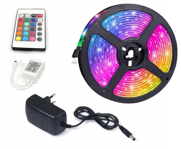 LED-remsa SET 7,2W/m RGB 12V IP20 5m + nätadapter