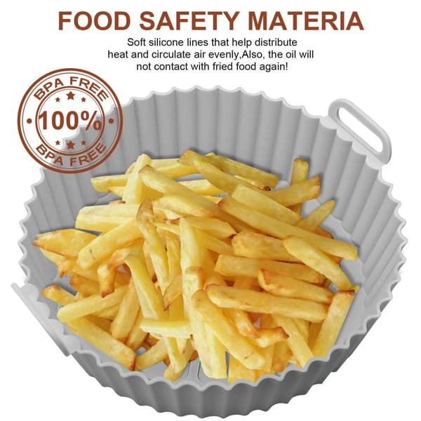 Silikoneskål til Air Fryer 17,5 cm Grå  3.6-7.2 l