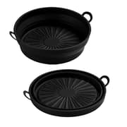 Sammenklappelig rund silikoneskål til Air Fryer Sort 21.6 cm