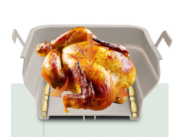 INF Hopfällbar fyrkantig Air Fryer silikonform 19,5x12,7x7 cm Grå