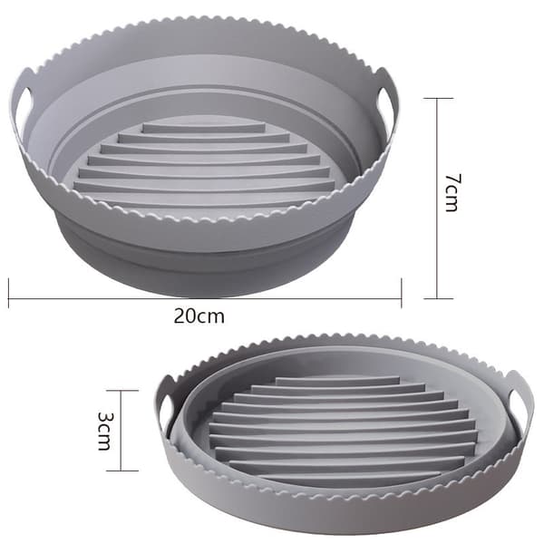 INF Silikonform för Luftfritös, Hopfällbar rund Air Fryer silikonform 20 cm Grå 20 cm