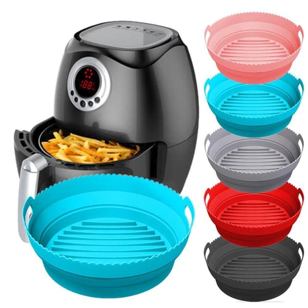 INF Silikonform för Luftfritös, Hopfällbar rund Air Fryer silikonform 20 cm Grå 20 cm