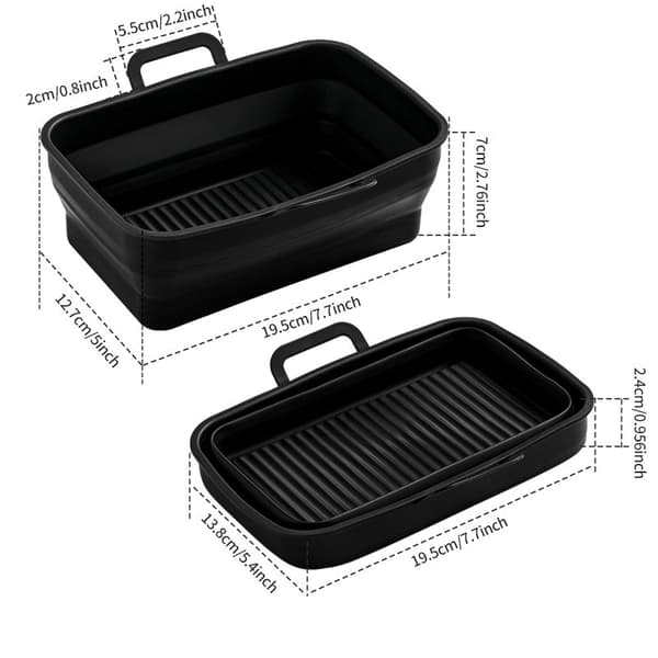 INF Sammenklappelig firkantet Air Fryer silikoneskål 2-pak Ninja 201410