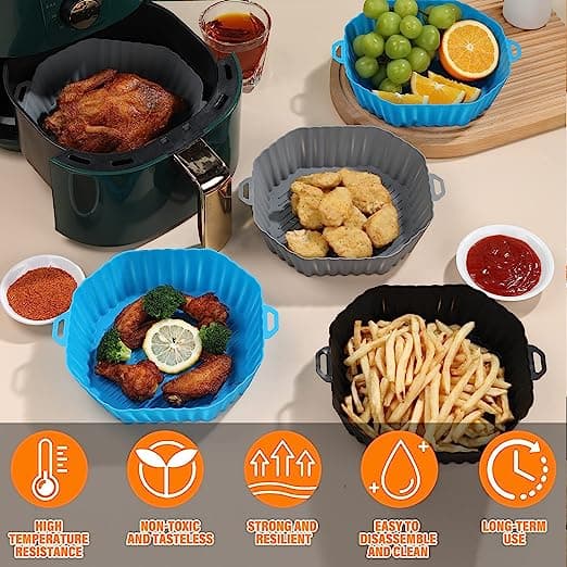 Silikonskål för fritös botten diameter 16 cm Svart