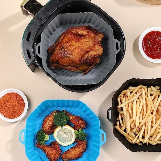 Silikonskål för fritös botten diameter 16 cm Svart