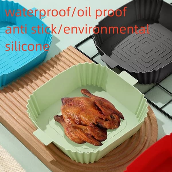 Silikoneskål til Air Fryer 16,5x19,5 cm Grøn