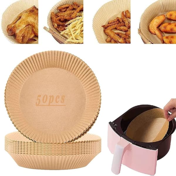 50st 16x4,5 cm Air Fryer Bakplåtspapper Ark Formar Runda Engångspapper