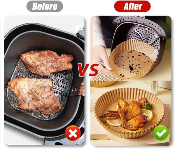 50 stk. 20x4,5 cm Air Fryer Bagepapir Ark Former runde Engangspapir