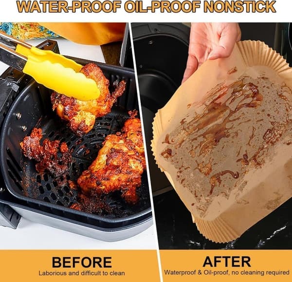 100-pack Bakplåtspapper för Airfryer – Non-stick & Värmetåligt
