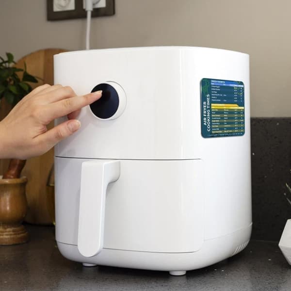 Airfryer matlagningstidschema, magnetisk påminnelseblad och kortfattad guide för matlagning och fritering