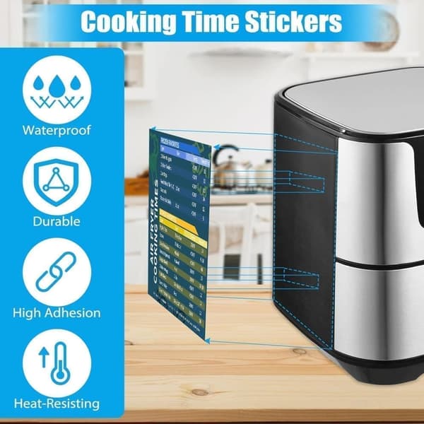 Airfryer matlagningstidschema, magnetisk påminnelseblad och kortfattad guide för matlagning och fritering