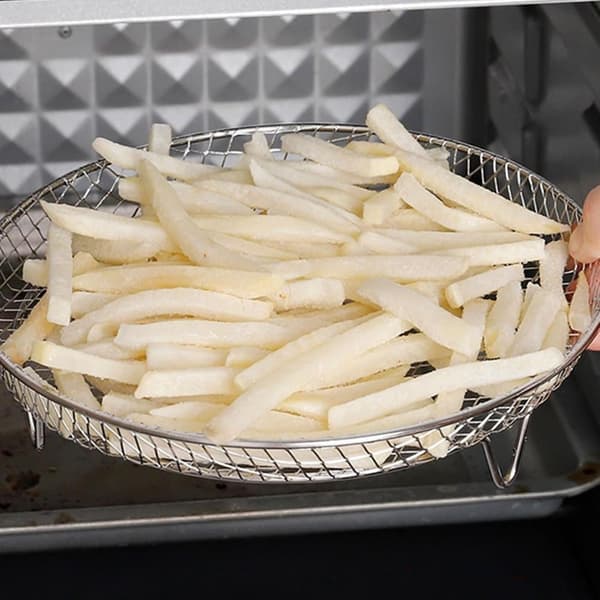 3stk Air Fryer Rack Airfryer kurv bakke rustfrit stål til airfryer-firkantet / rund / aflang