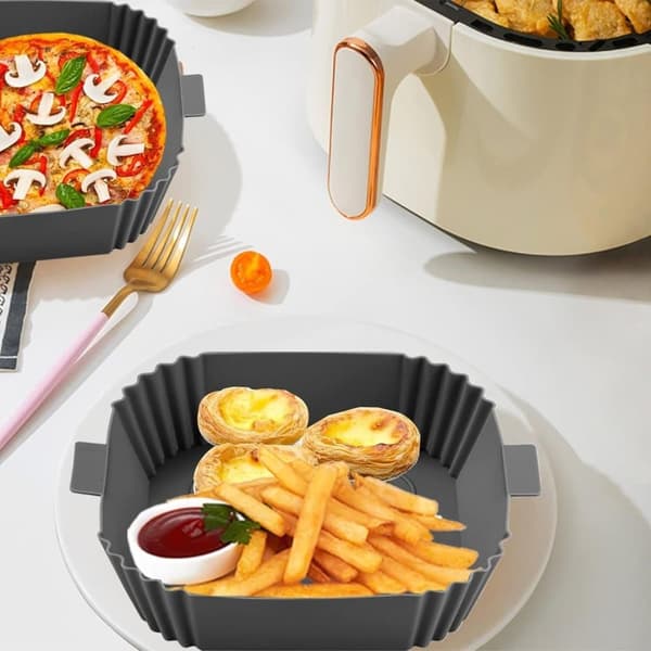 2 kpl Airfryer silikonikori, harmaa, uudelleenkäytettävä, tarttumaton, helppo puhdistaa