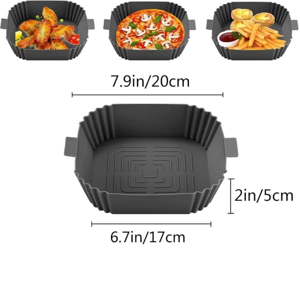 2 kpl Airfryer silikonikori, harmaa, uudelleenkäytettävä, tarttumaton, helppo puhdistaa