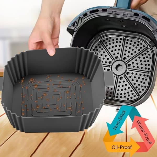 2-pak Airfryer silikonekurv, grå, genanvendelig, non-stick, nem at rengøre