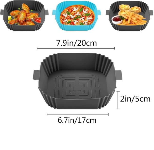 2-pak Airfryer silikonekurv, grå, genanvendelig, non-stick, nem at rengøre