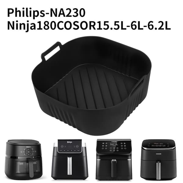 INF Fyrkantig Bakplåtsmatta för Air Fryer - 23x20,5 cm Svart