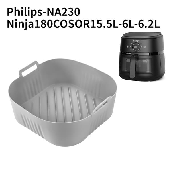INF Neliönmuotoinen Air Fryer -leivinpelti - 23x20,5 cm Harmaa