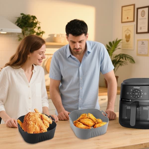 INF Neliönmuotoinen Air Fryer -leivinpelti - 23x20,5 cm Harmaa