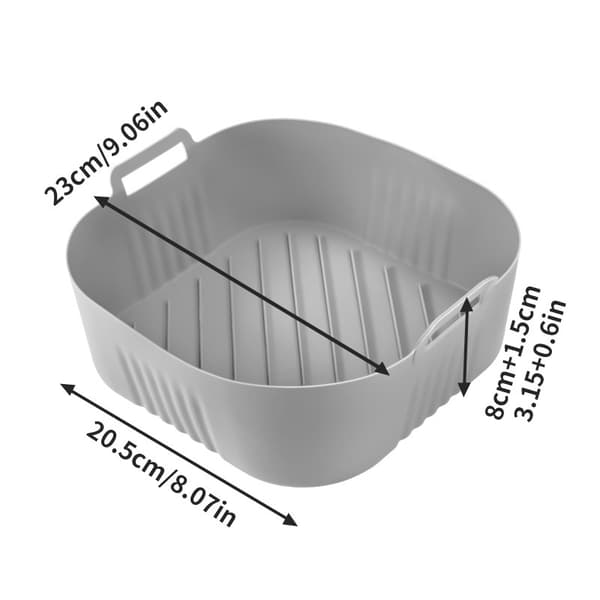 INF Neliönmuotoinen Air Fryer -leivinpelti - 23x20,5 cm Harmaa