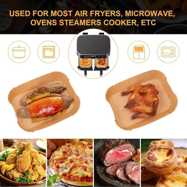Lollanda 100-pak non-stick bagepapir til Airfryer – varmebestandigt og praktisk