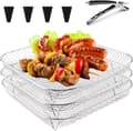 Miniatyrbillede 1 af 8: Lollanda 3-pak Air Fryer Rack Airfryer Kurv Bakke Rustfrit Stål Til Airfryer - Firkantet / Rund / Aflang