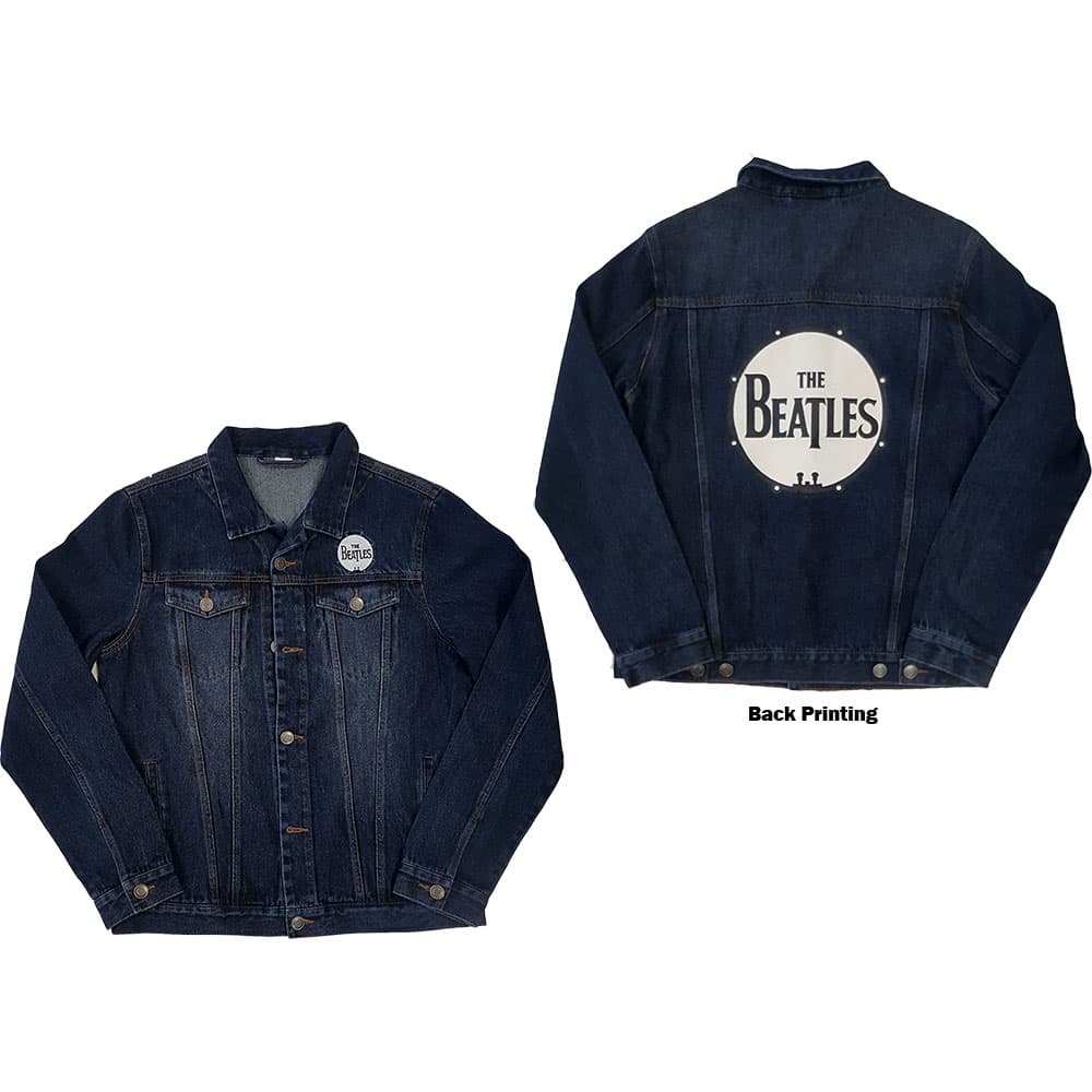 The Beatles Unisex Denimjakke: Drum Logo (Back Print) (XX-Large)