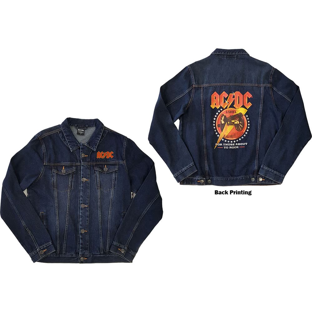 AC/DC Unisex Denimjakke: About To Rock (Back Print) (XX-Large)