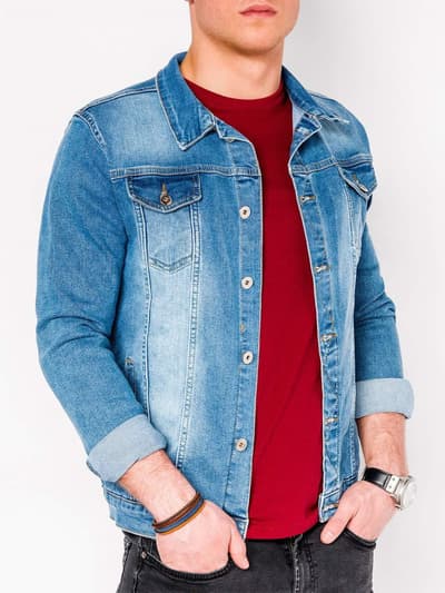 Men's mid-season jeans jacket C345 - light blue
