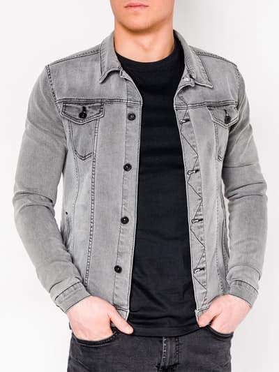 Men's mid-season jeans jacket C345 - grey