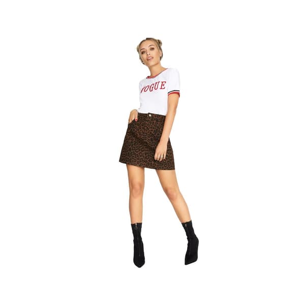 Girls On Film Womens/Ladies Ronnie Leopard Denim Skirt